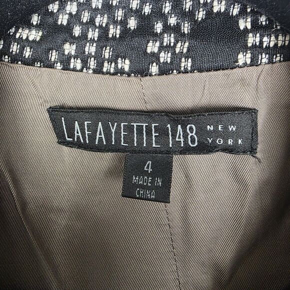 Lafayette 148 Sz 4 Black White Mod Fly-Away Chic Blazer Jacket Gossip Girl - Picture 3 of 6